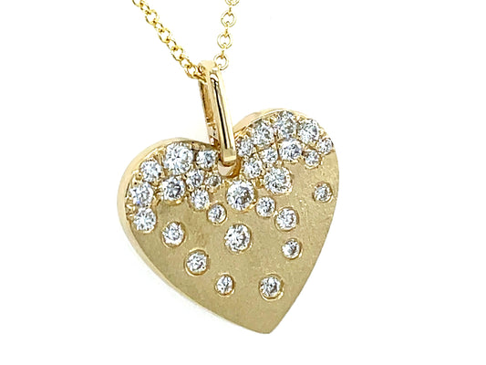 DIAMOND CONFETTI HEART PENDANT, 15.6X14.1MM, 18/16",  SATIN FINISH