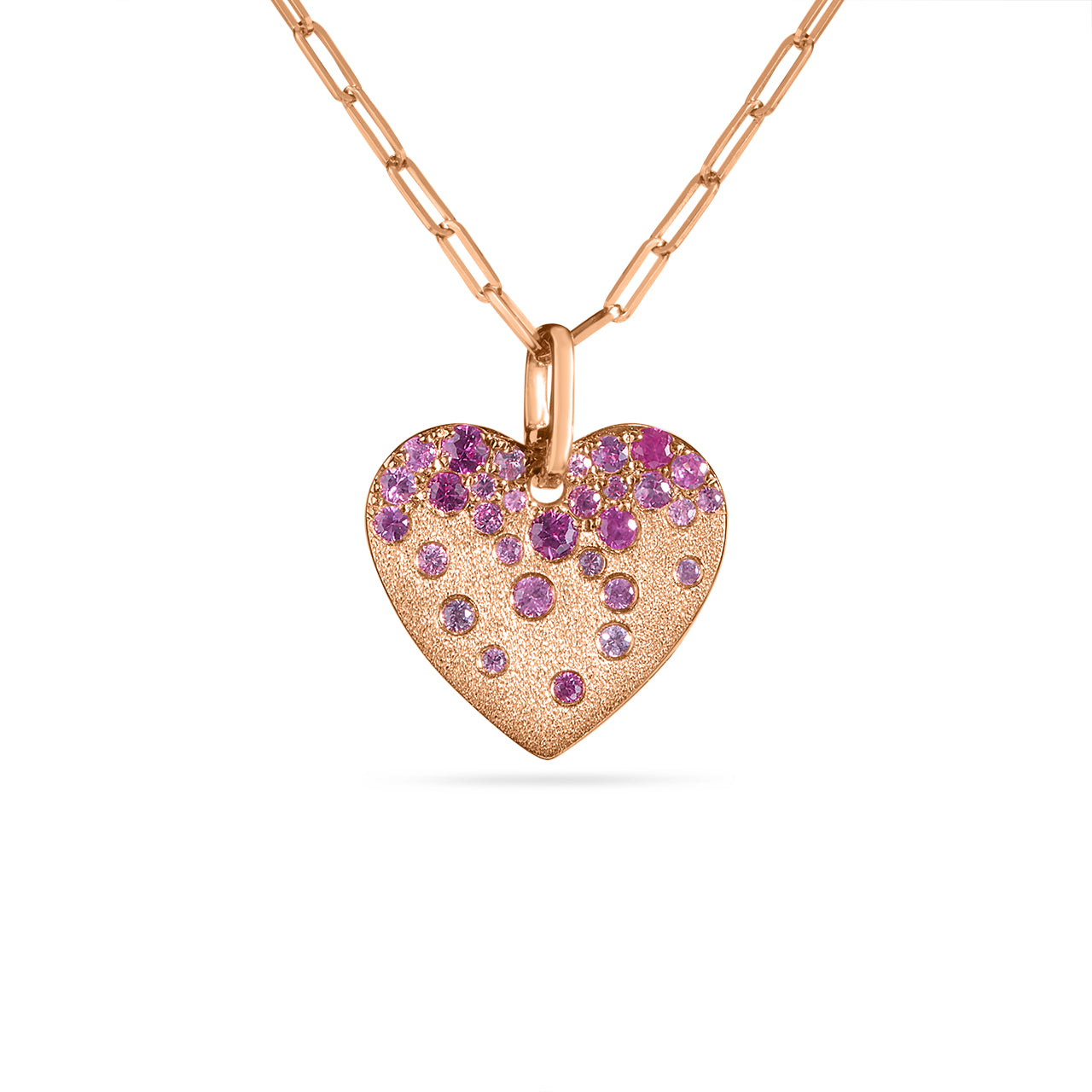 Pink Sapphire & Ruby Confetti Heart Necklace