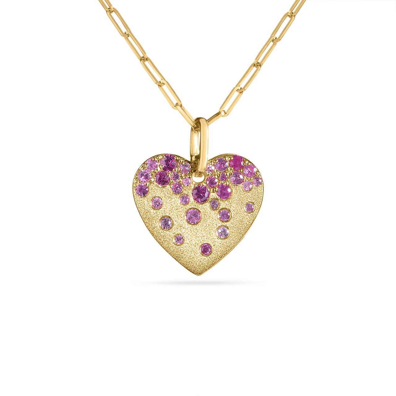 Pink Sapphire & Ruby Confetti Heart Necklace