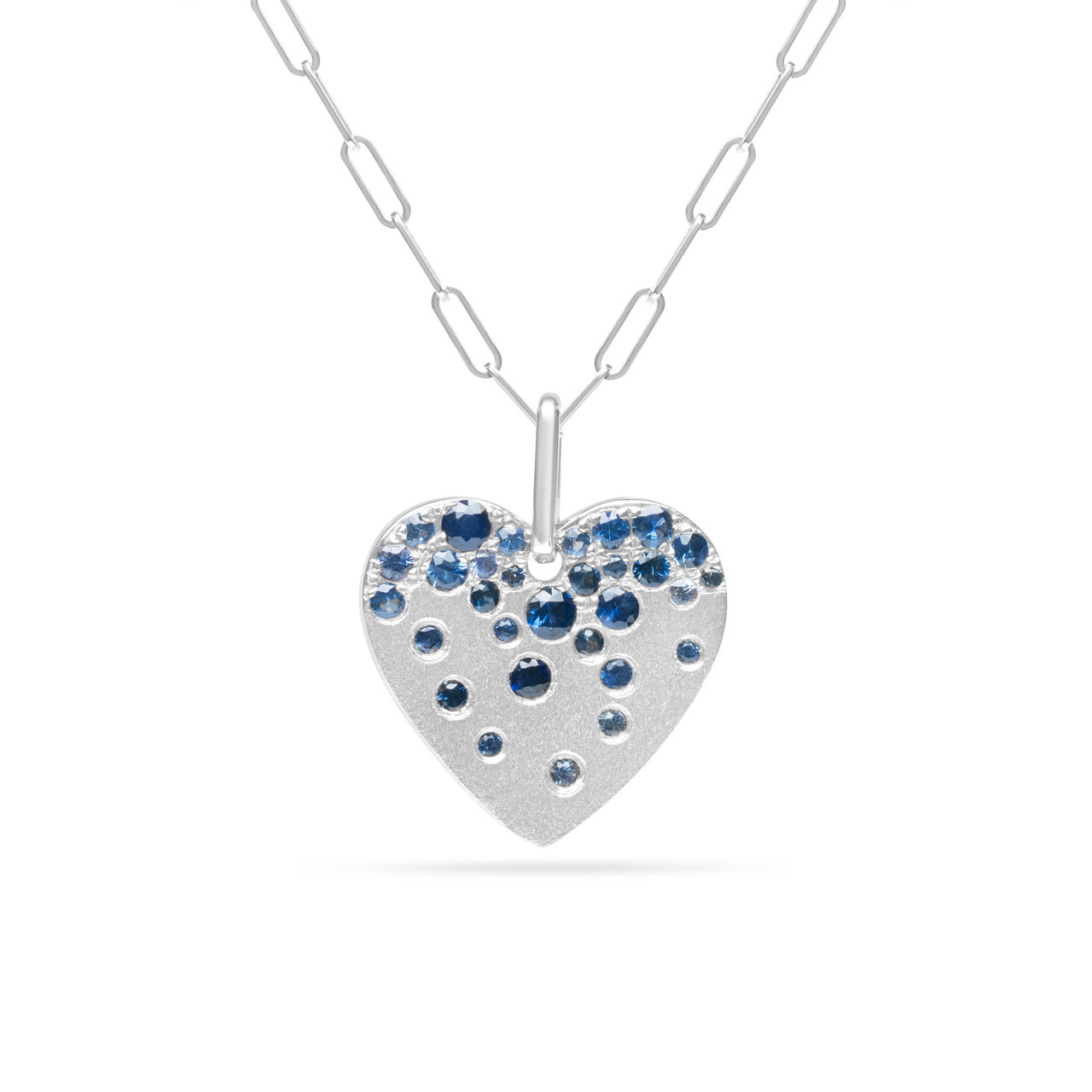 Sapphire Confetti Heart Necklace