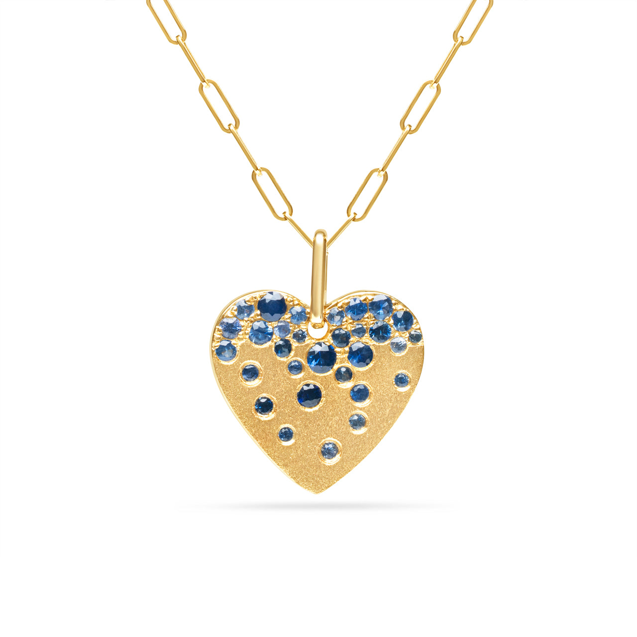Sapphire Confetti Heart Necklace
