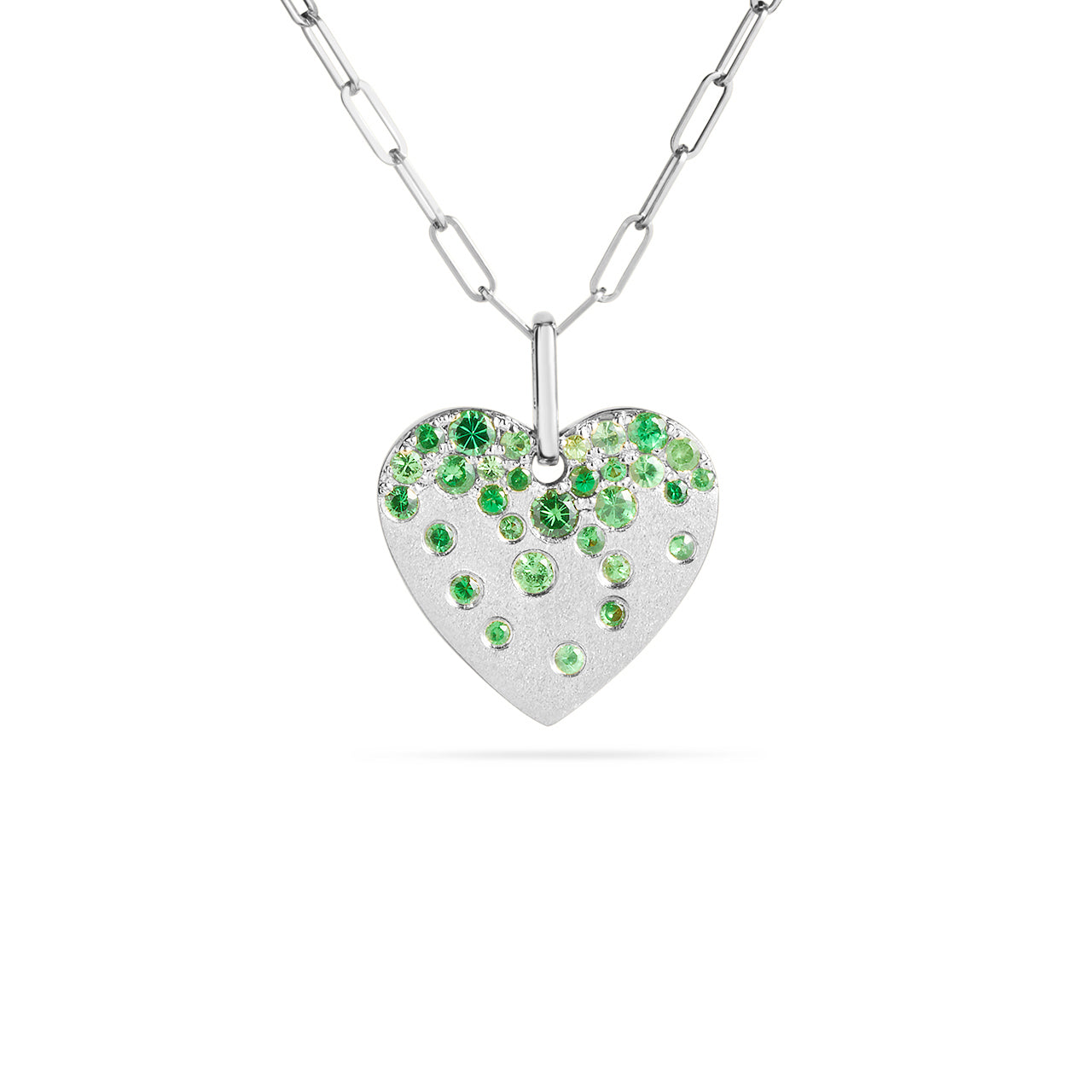 Tsavorite Confetti Heart Necklace