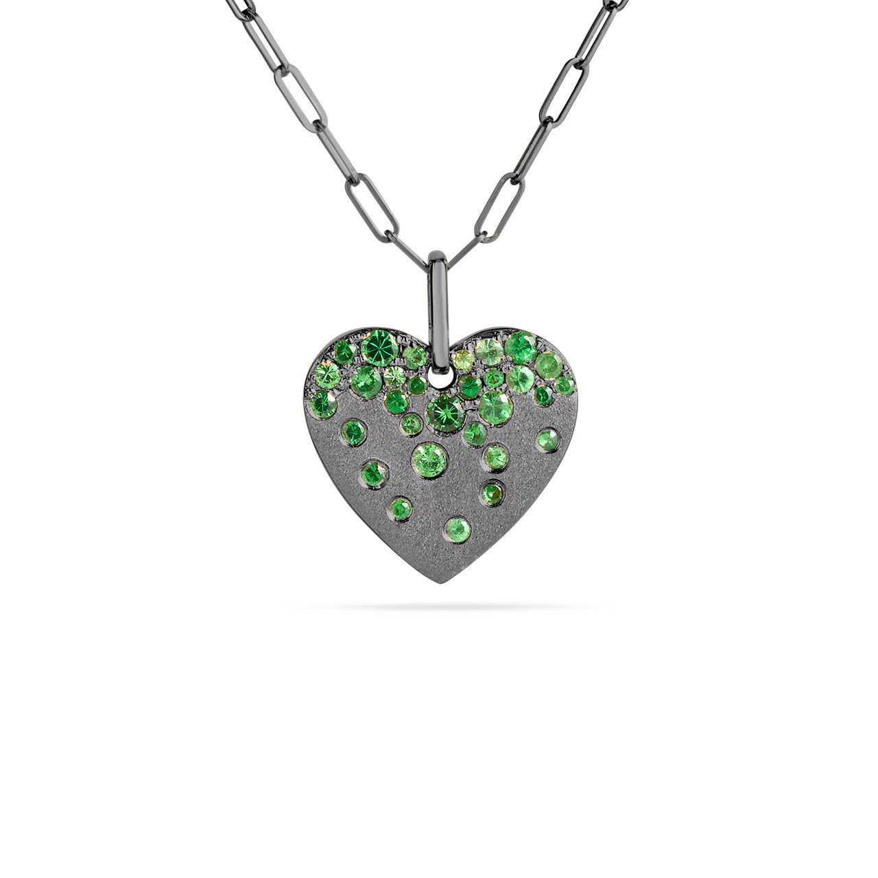 Tsavorite Confetti Heart Necklace