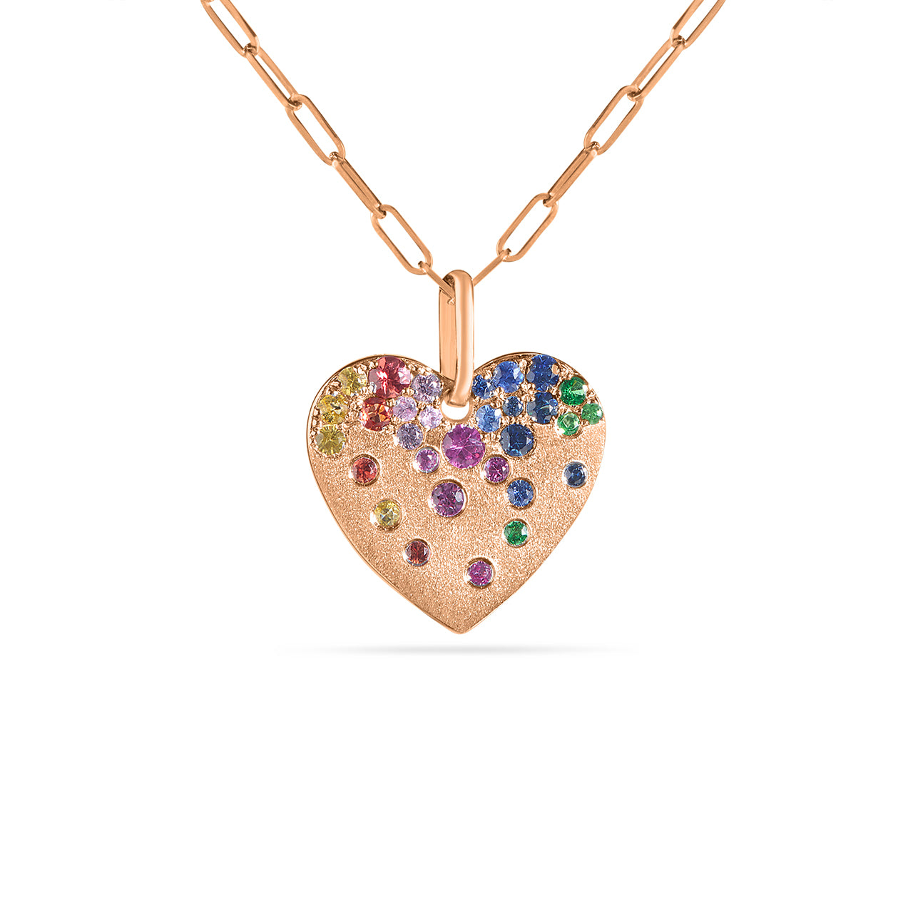 Rainbow Confetti Heart Necklace
