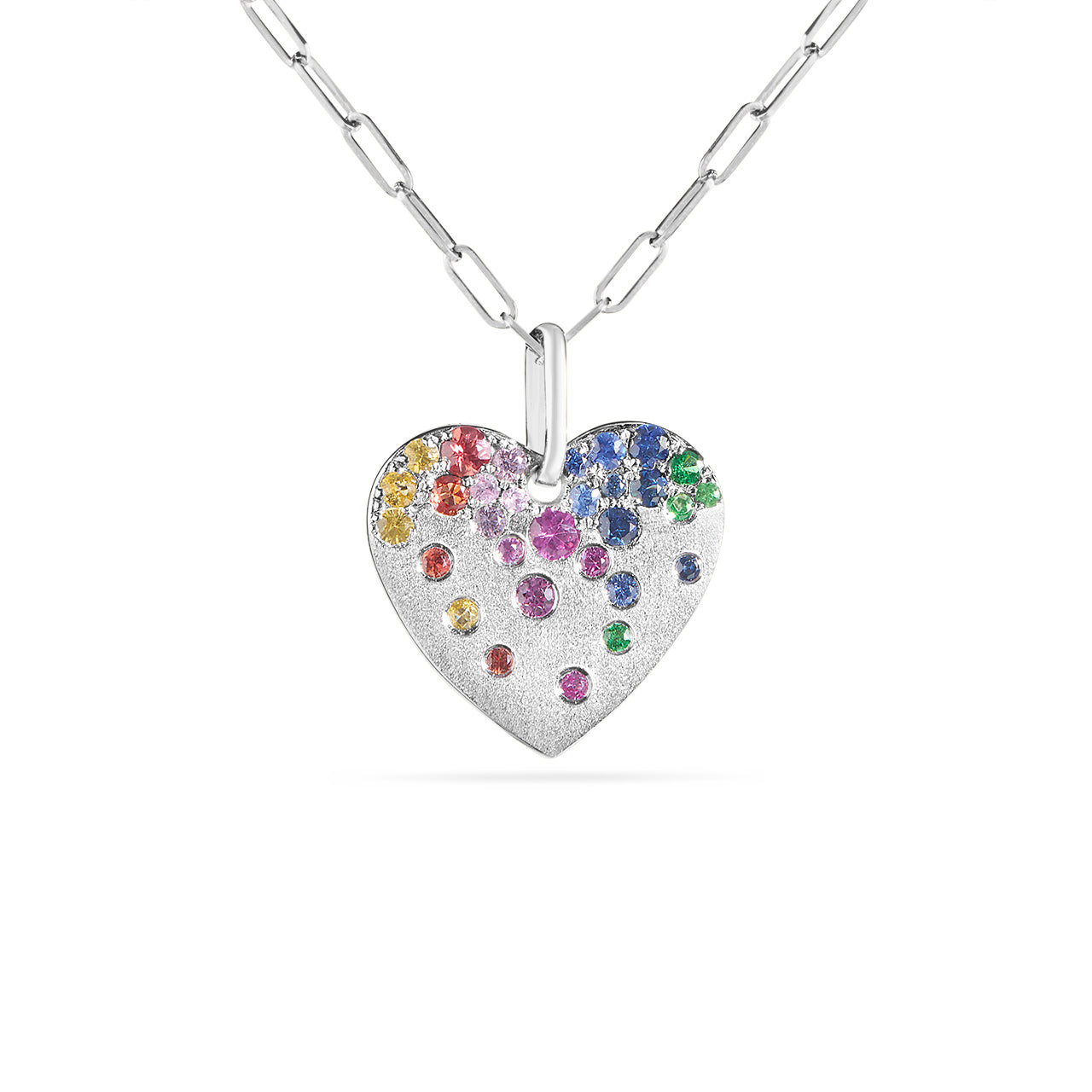 Rainbow Confetti Heart Necklace