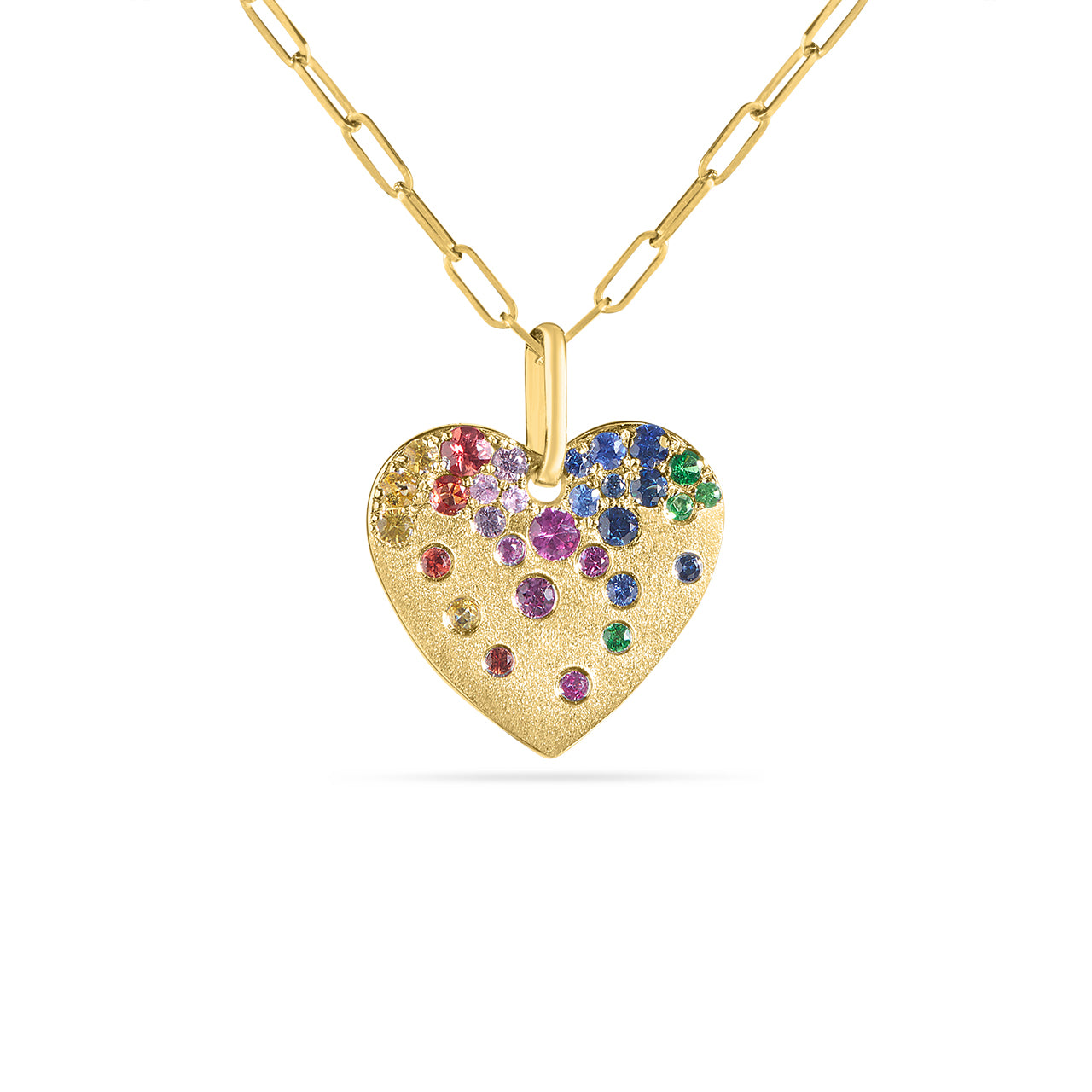 Rainbow Confetti Heart Necklace