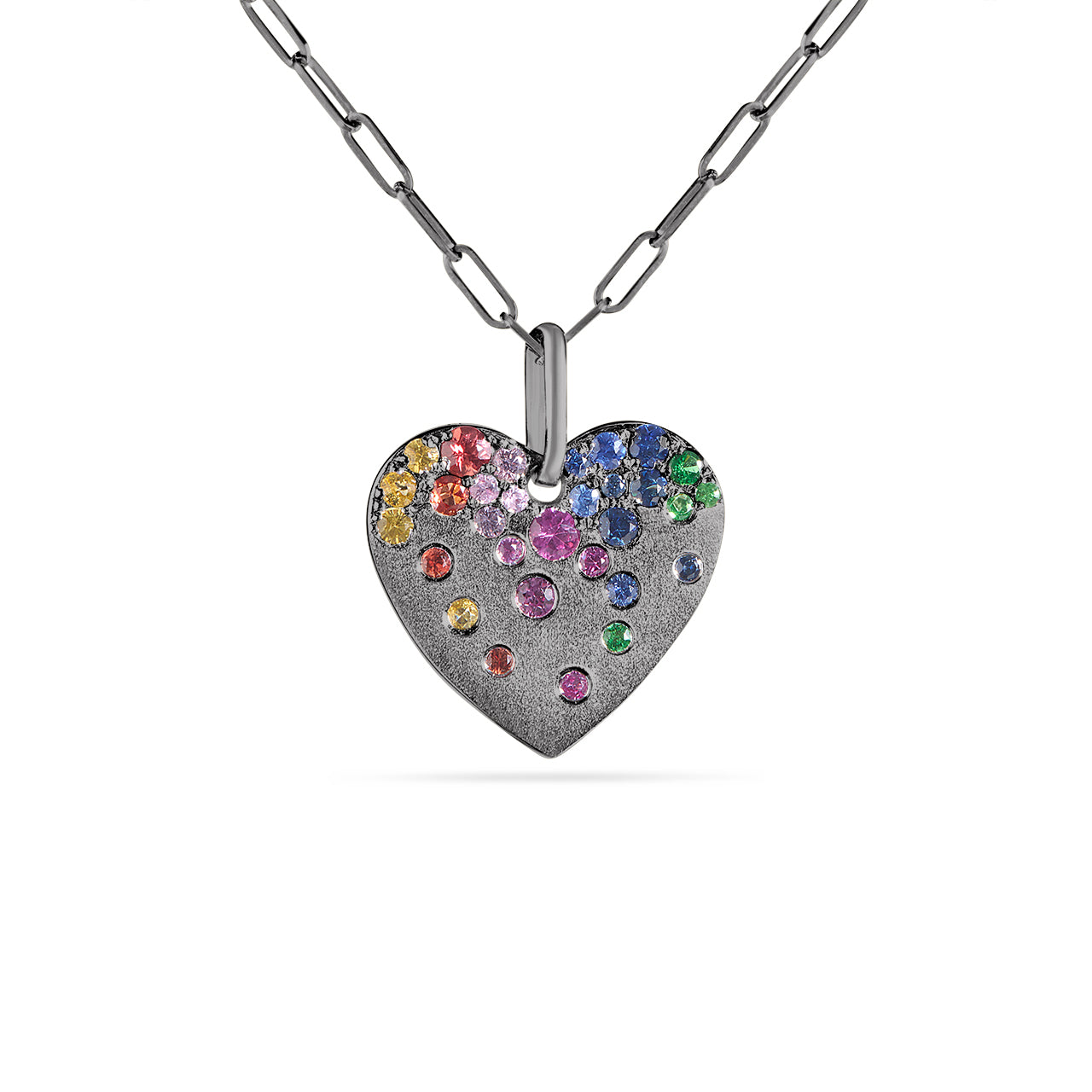 Rainbow Confetti Heart Necklace