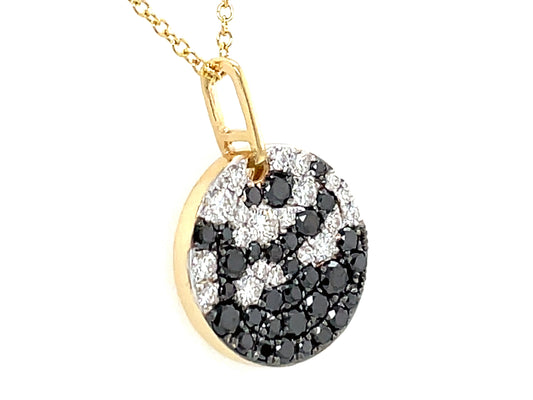 BLACK & WHITE DIAMOND PAVE DISC PENDANT, 18"/16"