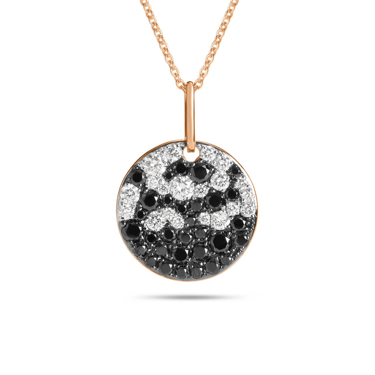 Black & White Diamond Pave Confetti Disc Necklace