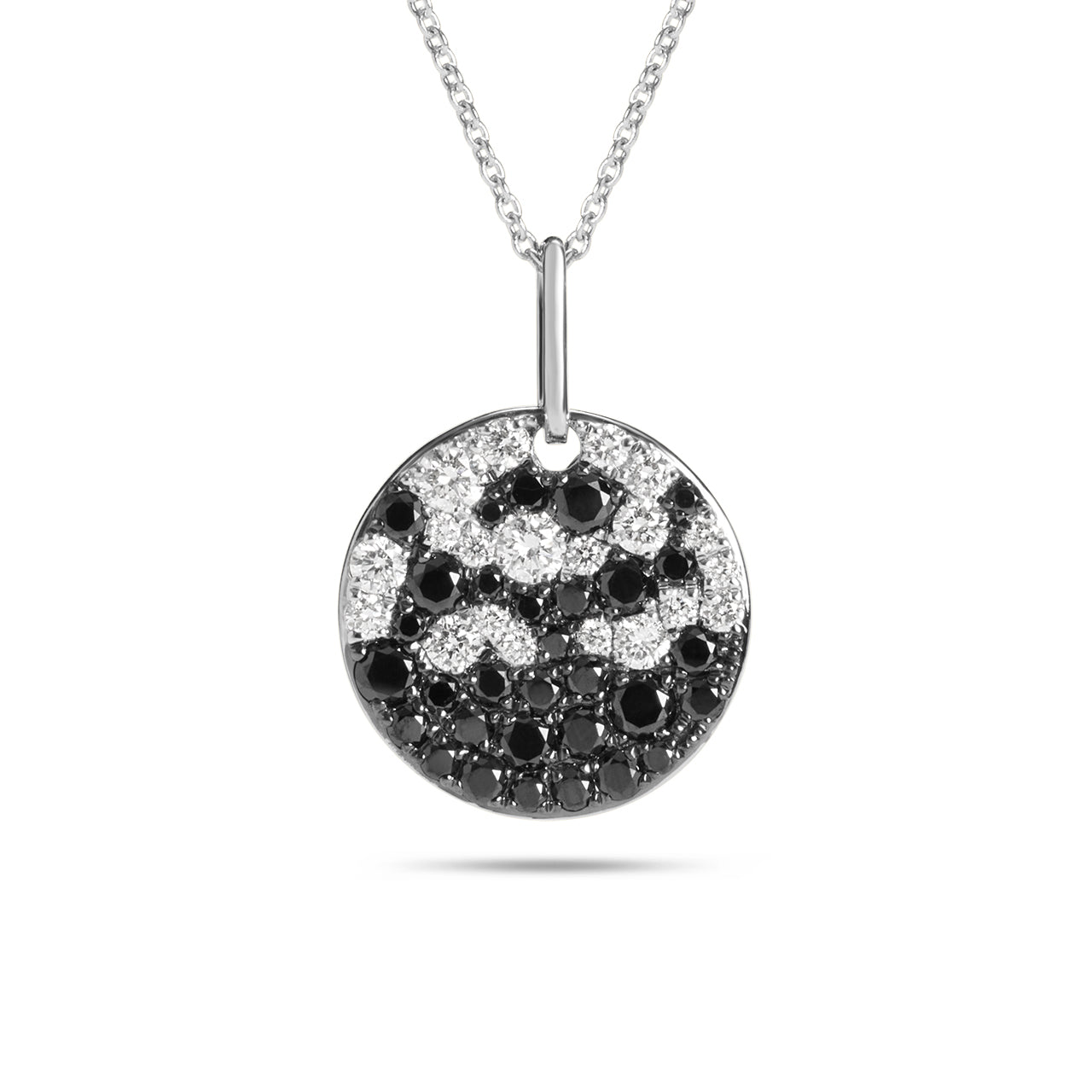 Black & White Diamond Pave Confetti Disc Necklace