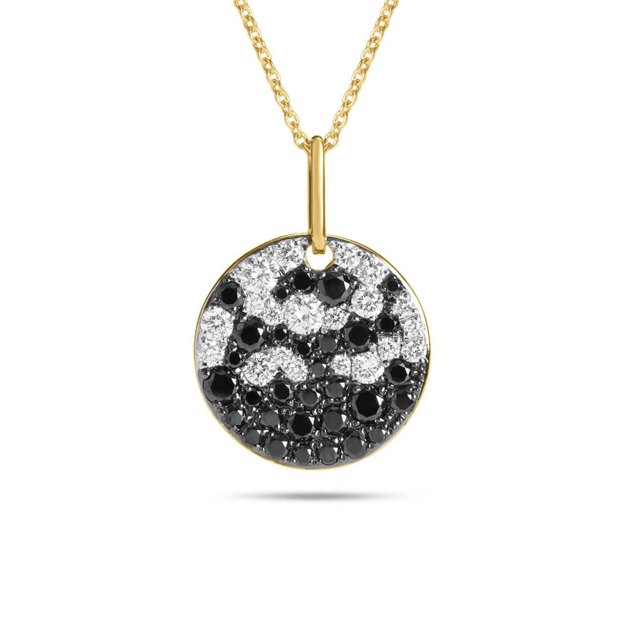 Black & White Diamond Pave Confetti Disc Necklace