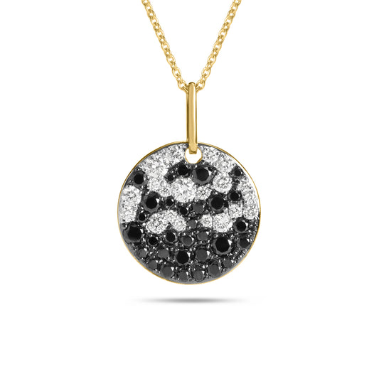 Black & White Diamond Pave Confetti Disc Necklace