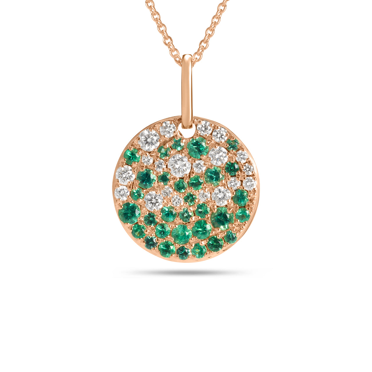 Emerald & Diamond Pave Confetti Disc Necklace