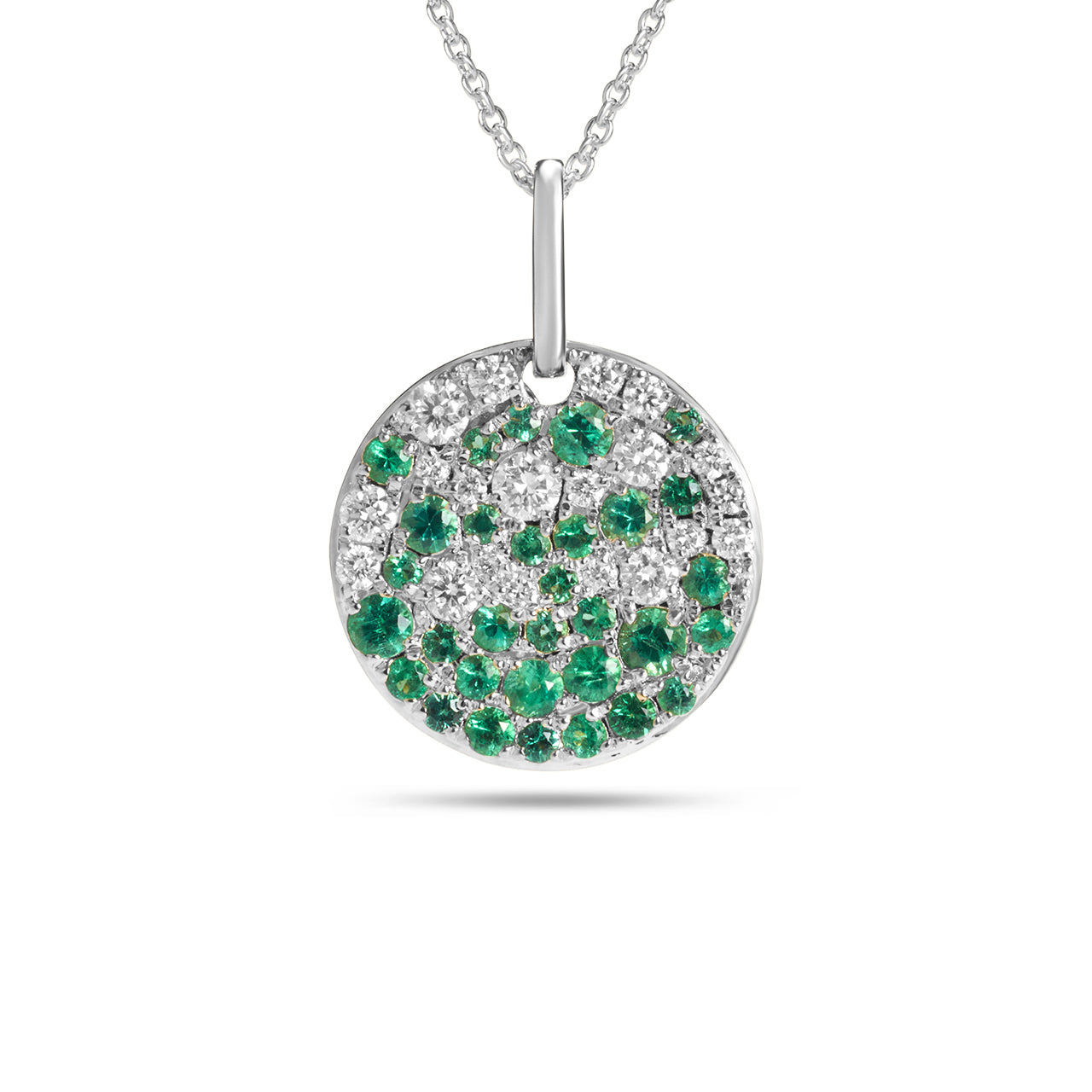 Emerald & Diamond Pave Confetti Disc Necklace