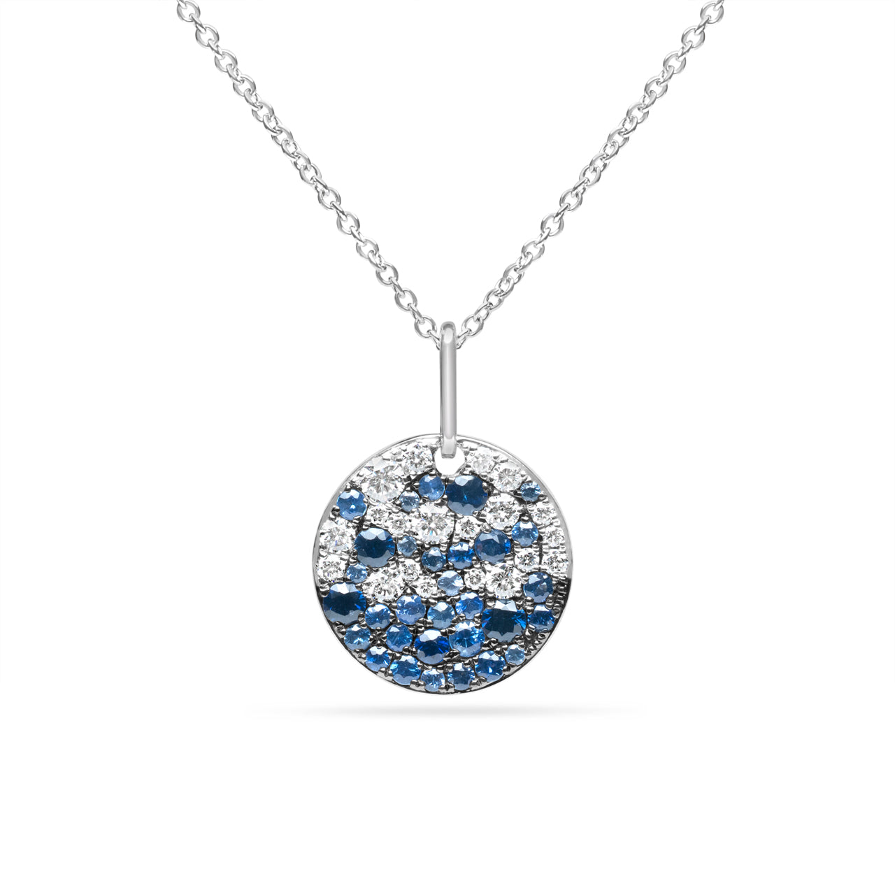 Sapphire & Diamond Pave Confetti Disc Necklace