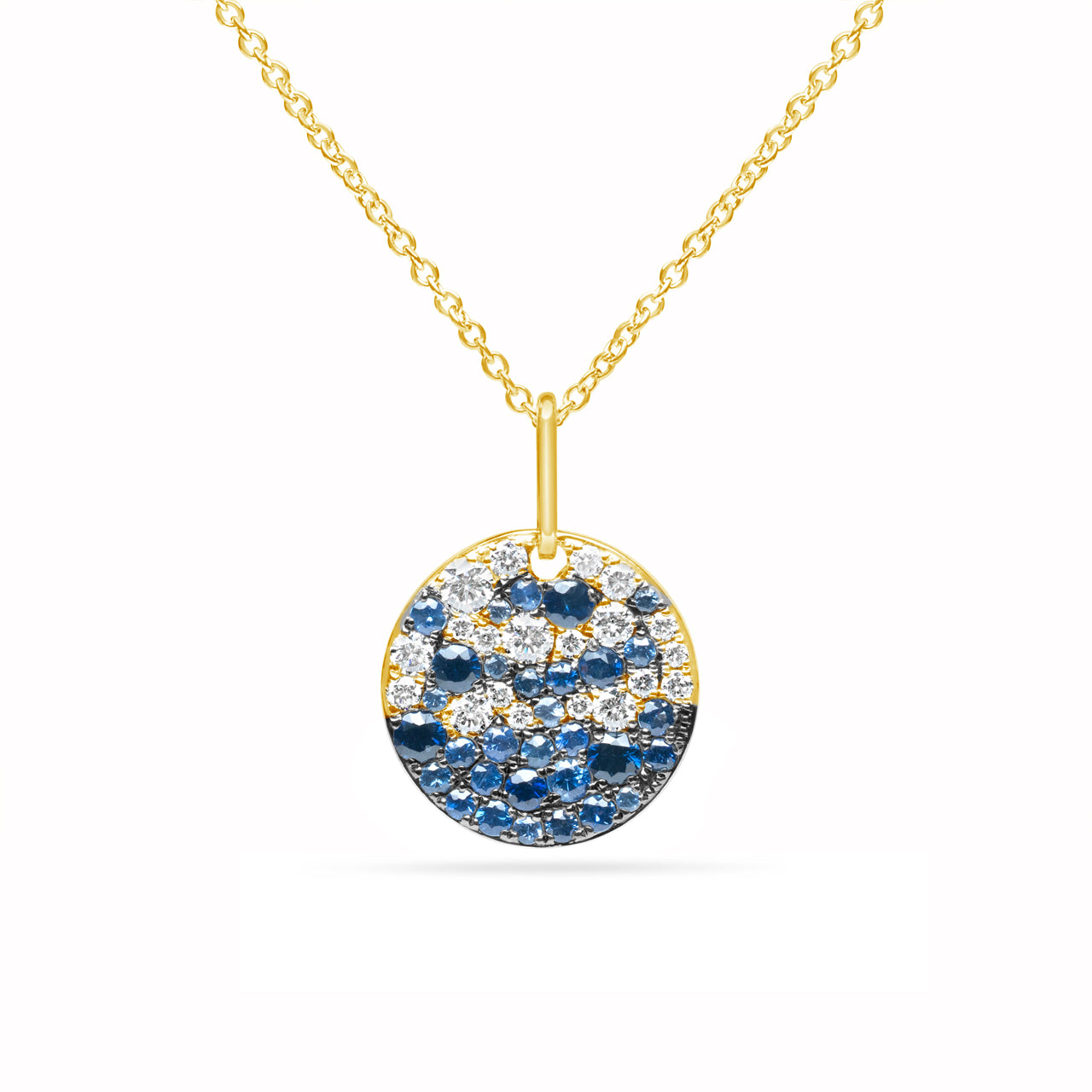 Sapphire & Diamond Pave Confetti Disc Necklace