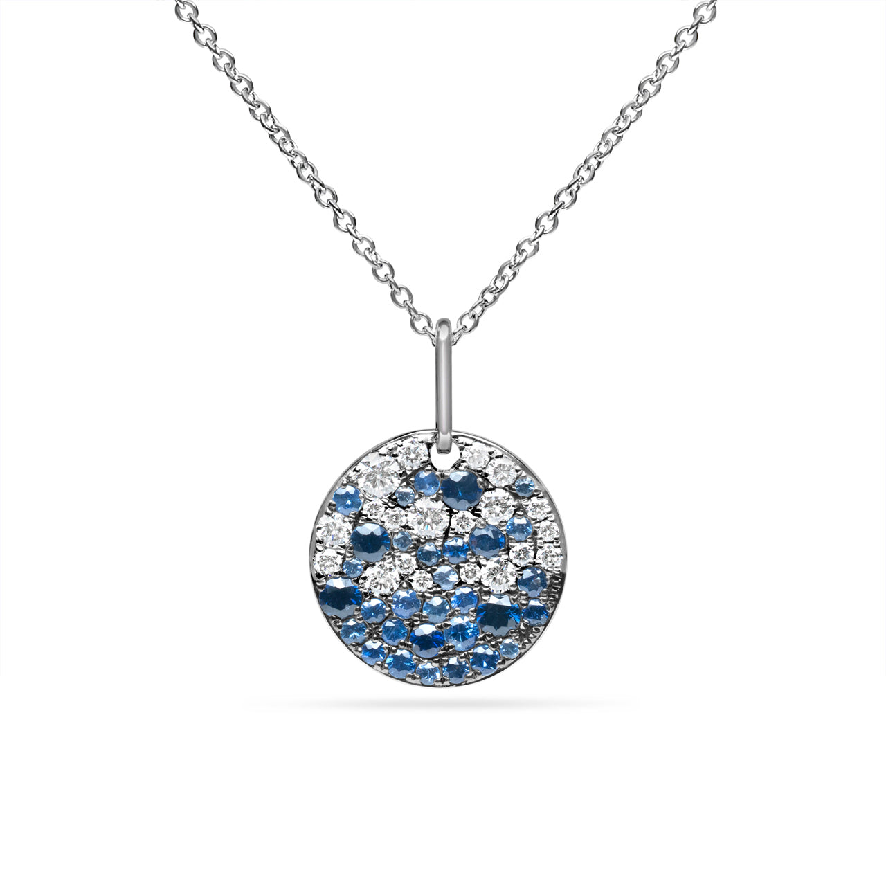Sapphire & Diamond Pave Confetti Disc Necklace