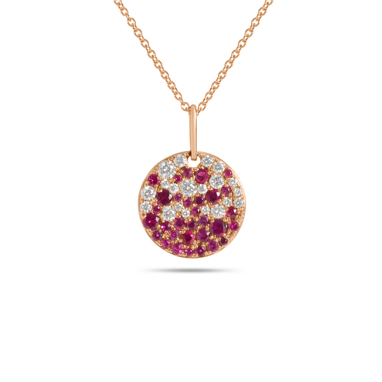 Ruby & Diamond Pave Confetti Disc Necklace