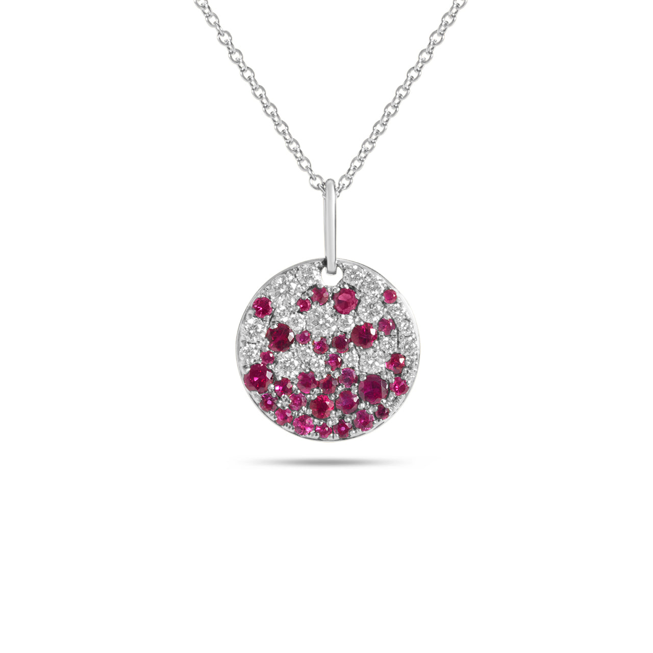 Ruby & Diamond Pave Confetti Disc Necklace