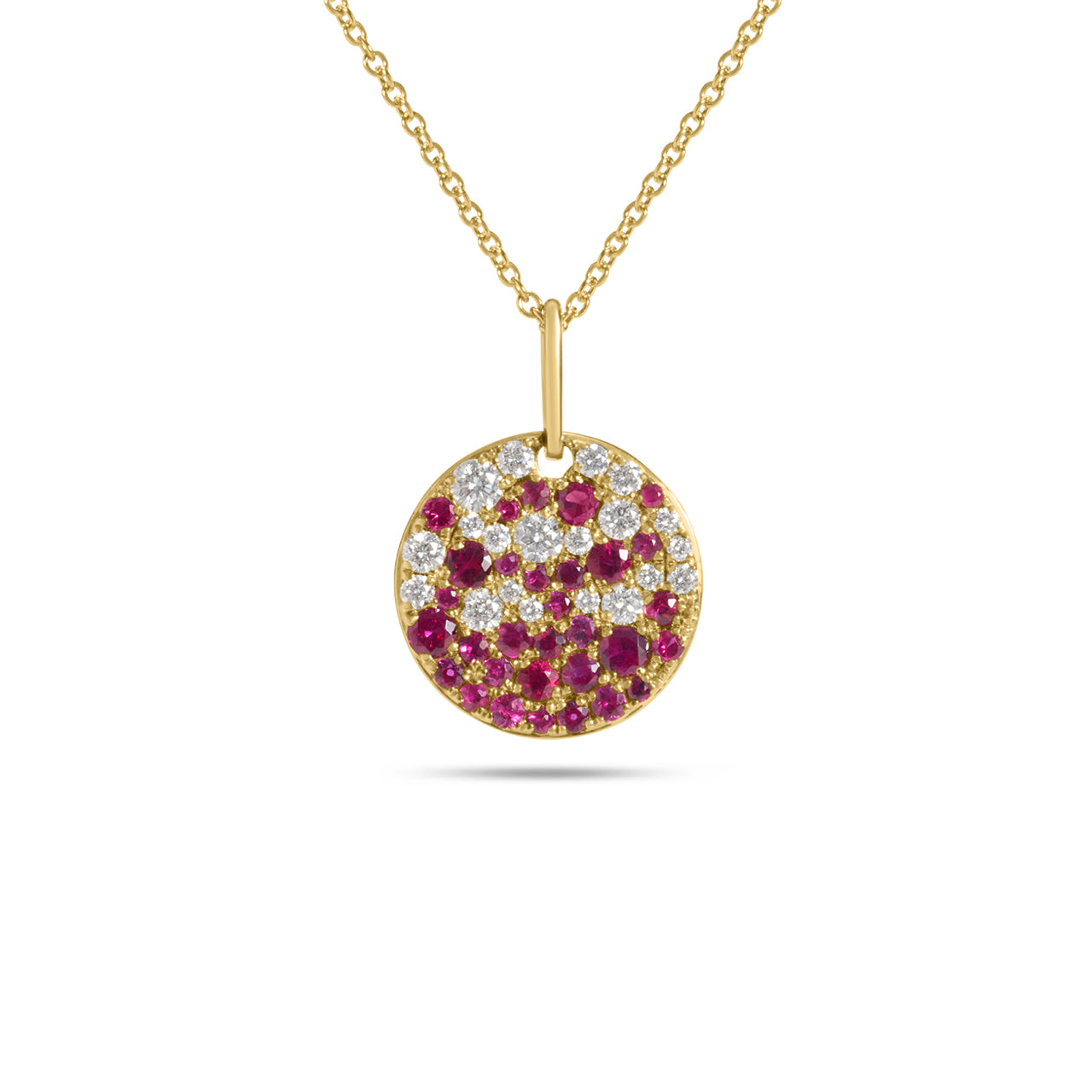 Ruby & Diamond Pave Confetti Disc Necklace