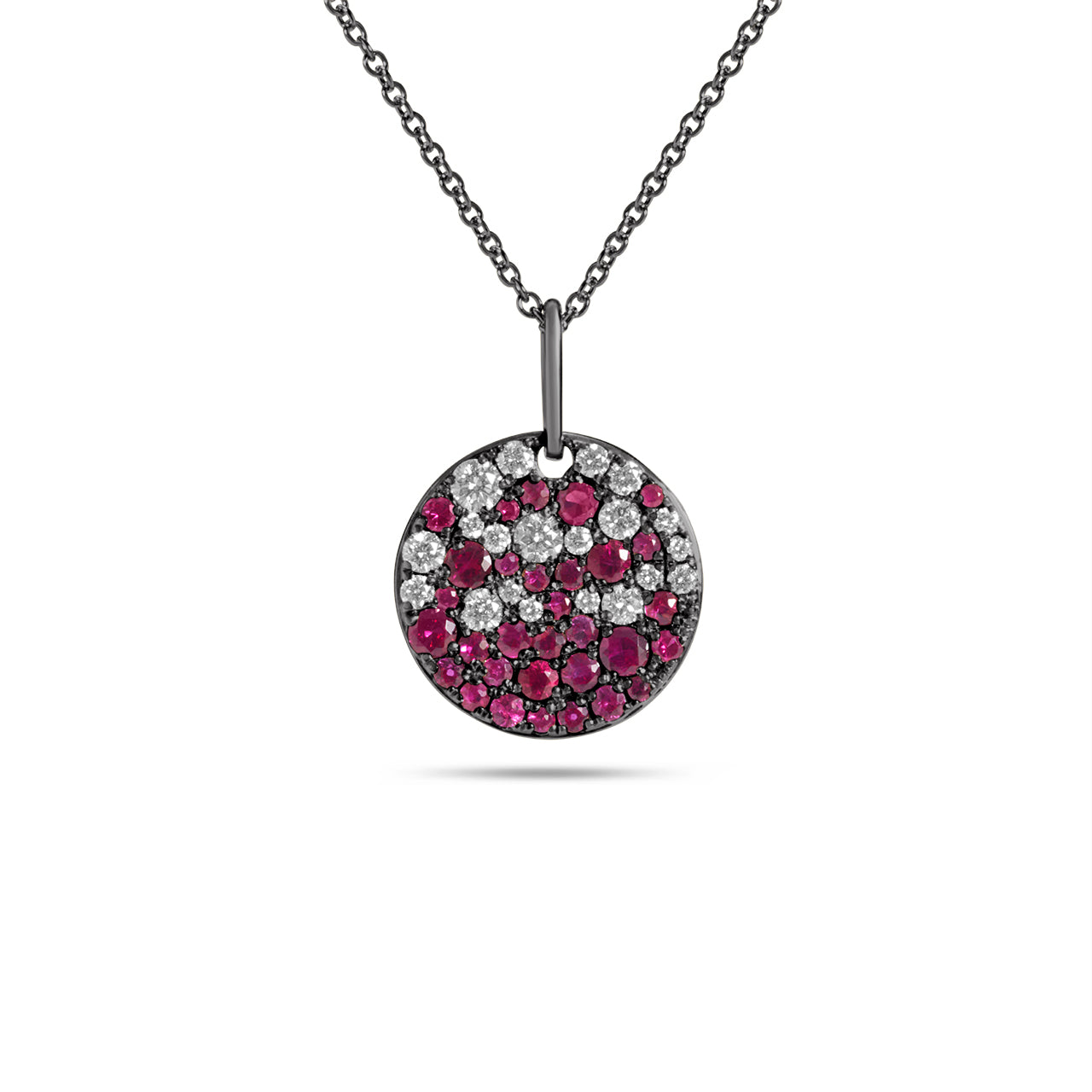 Ruby & Diamond Pave Confetti Disc Necklace