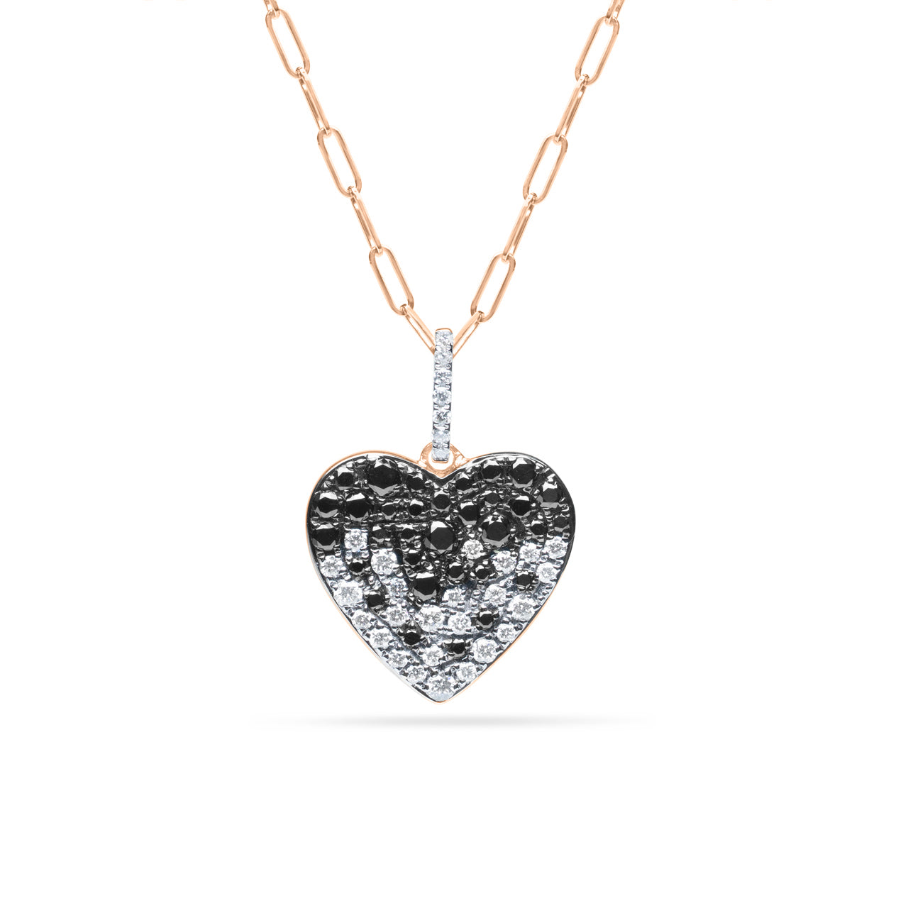 Black & White Diamond Pave Confetti Heart Necklace