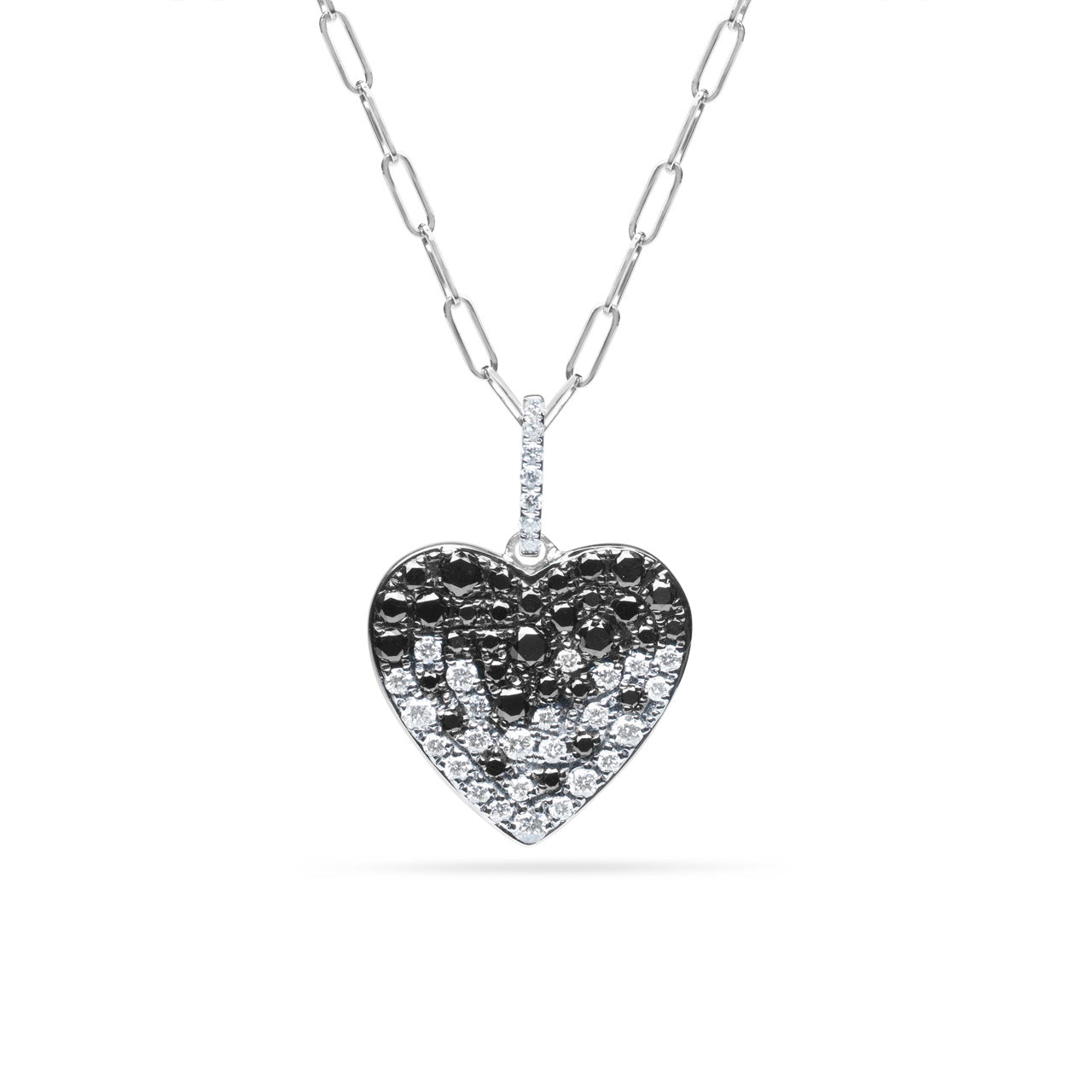 Black & White Diamond Pave Confetti Heart Necklace