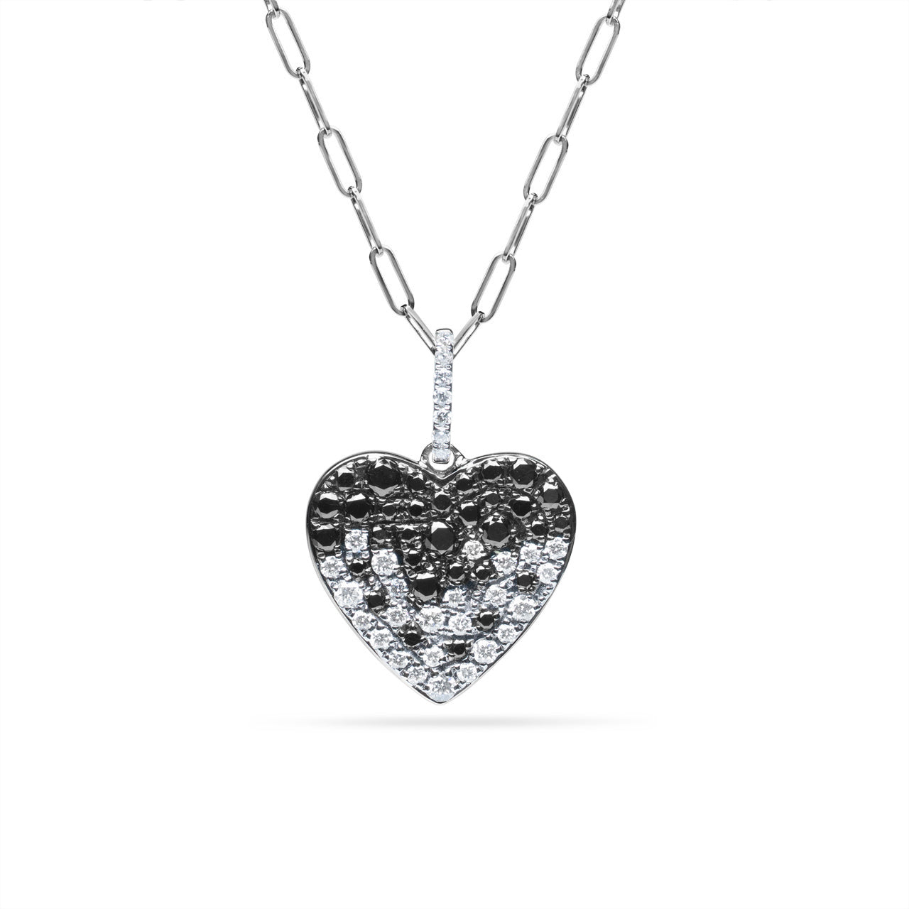 Black & White Diamond Pave Confetti Heart Necklace