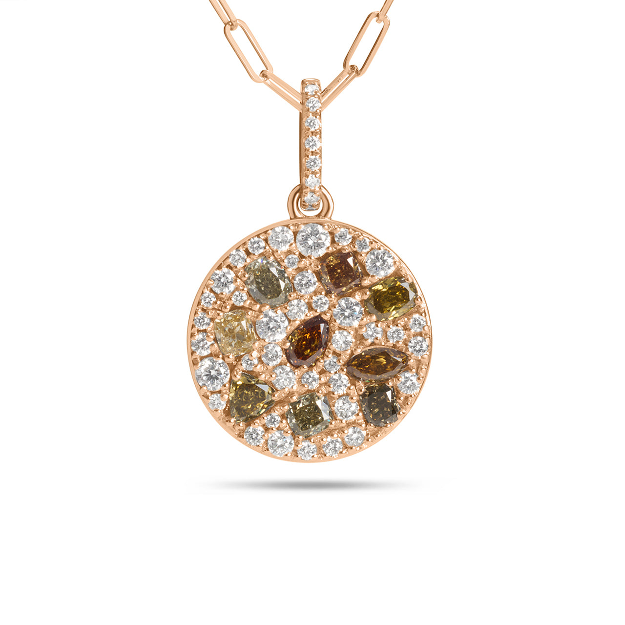 Fancy Diamond Pave Confetti Disc Necklace