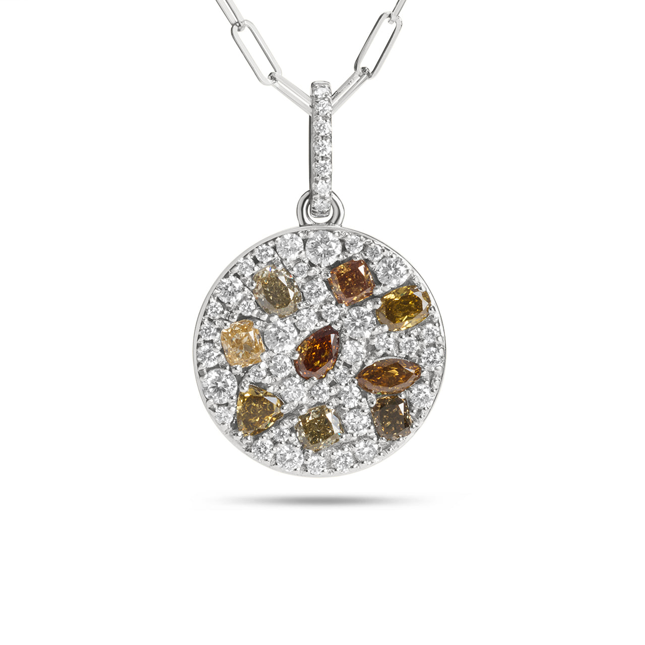 Fancy Diamond Pave Confetti Disc Necklace
