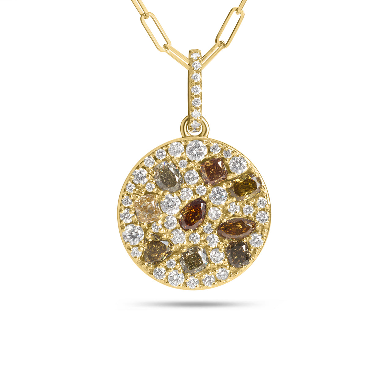 Fancy Diamond Pave Confetti Disc Necklace