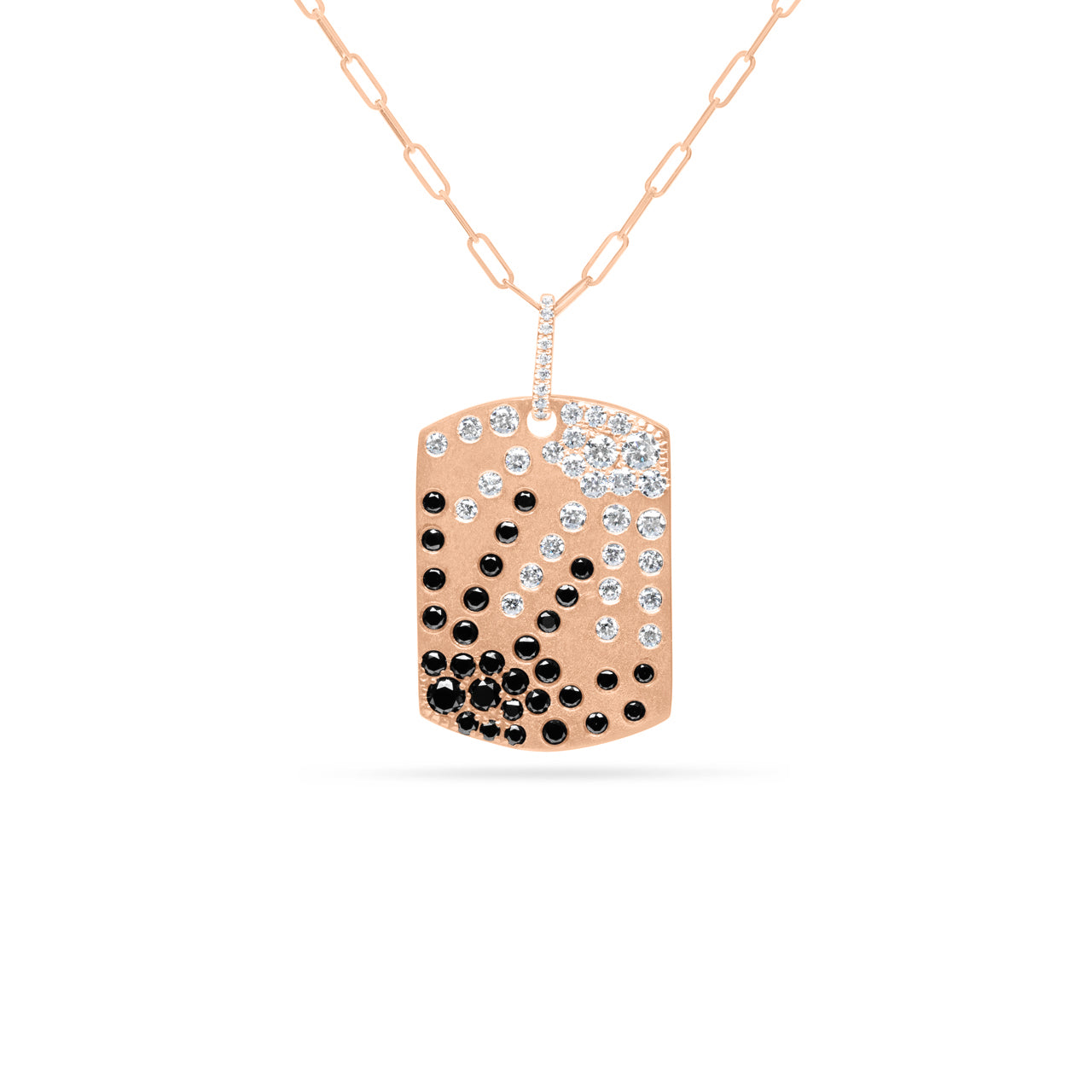 Black & White Diamond Galaxy Dog Tag Necklace