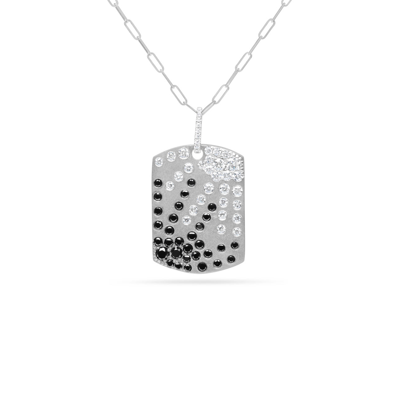 Black & White Diamond Galaxy Dog Tag Necklace