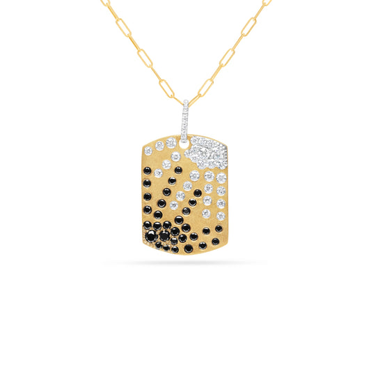 Black & White Diamond Galaxy Dog Tag Necklace