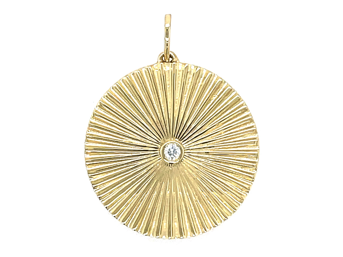 DIAMOND PLEATED DISC PENDANT, 20.3MM