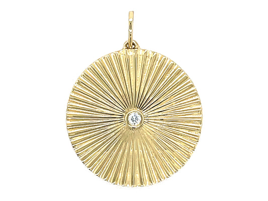DIAMOND PLEATED DISC PENDANT, 20.3MM
