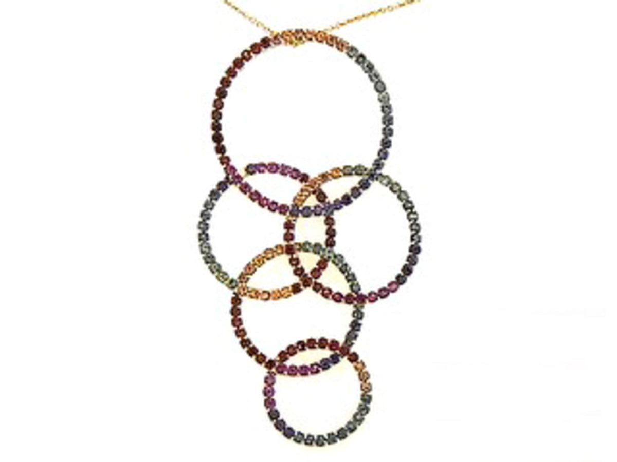 RAINBOW SAPPHIRE INTERLOCKING CIRCLES PENDANT