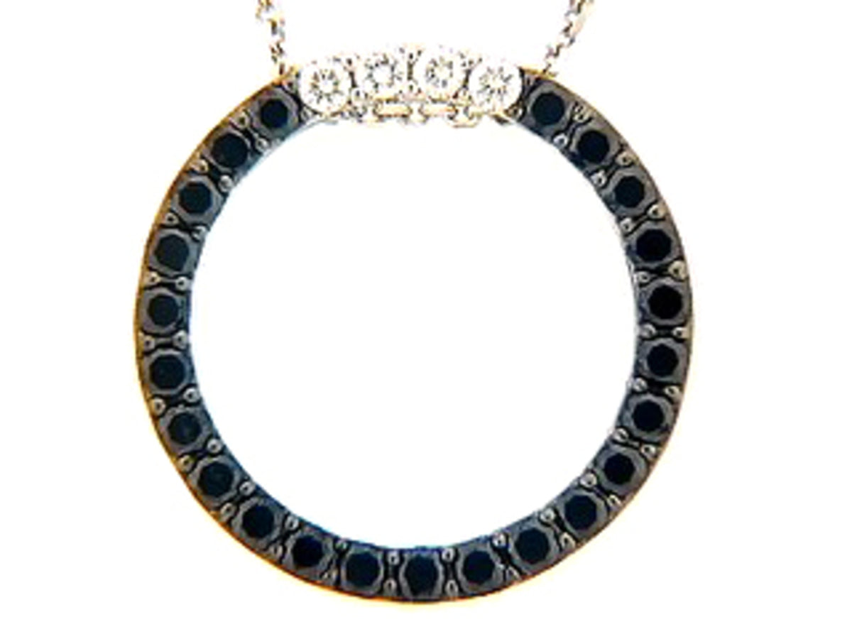 BLACK & WHITE DIAMOND PENDANT, 14KW (R/N)