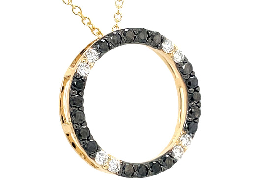 BLACK & WHITE DIAMOND CIRCLE PENDANT