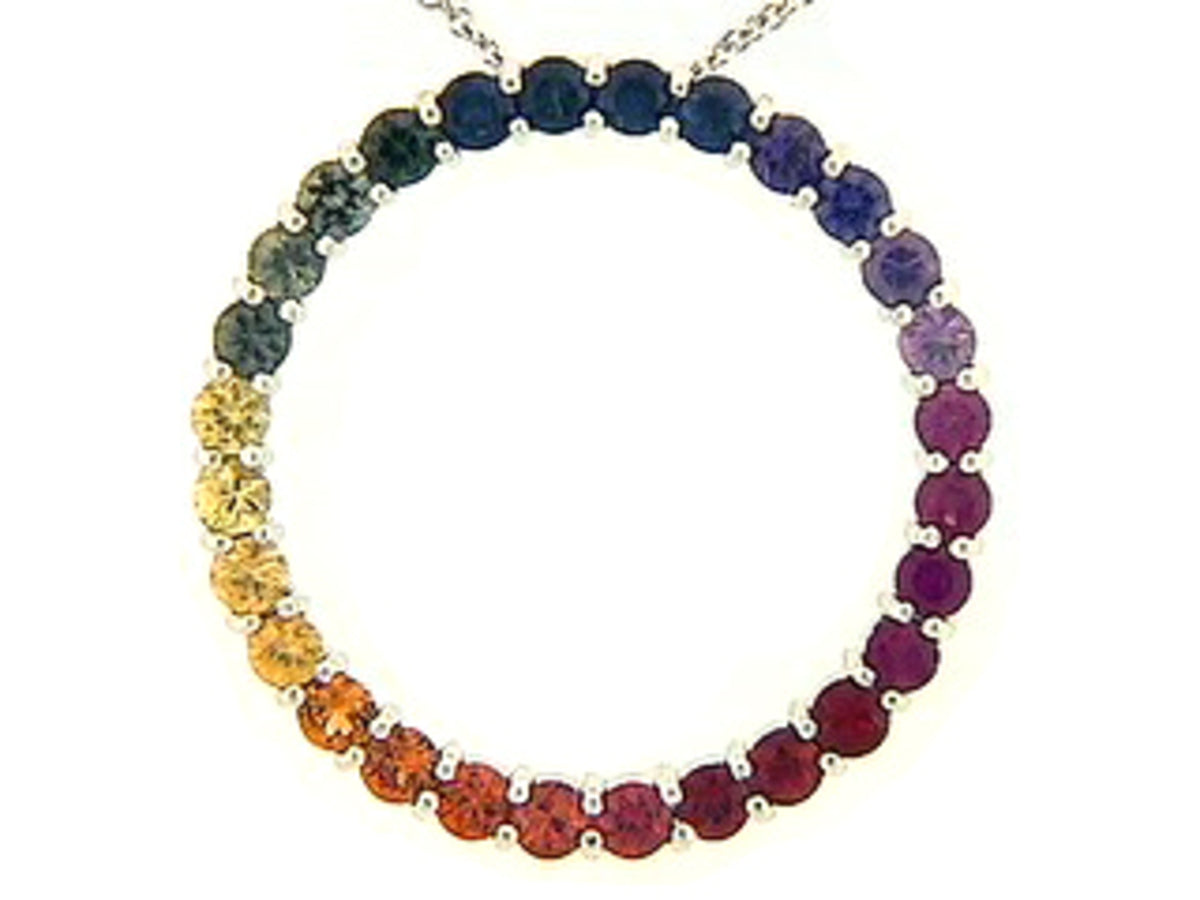 RAINBOW SAPPHIRE PENDANT, 18KW (H/U)