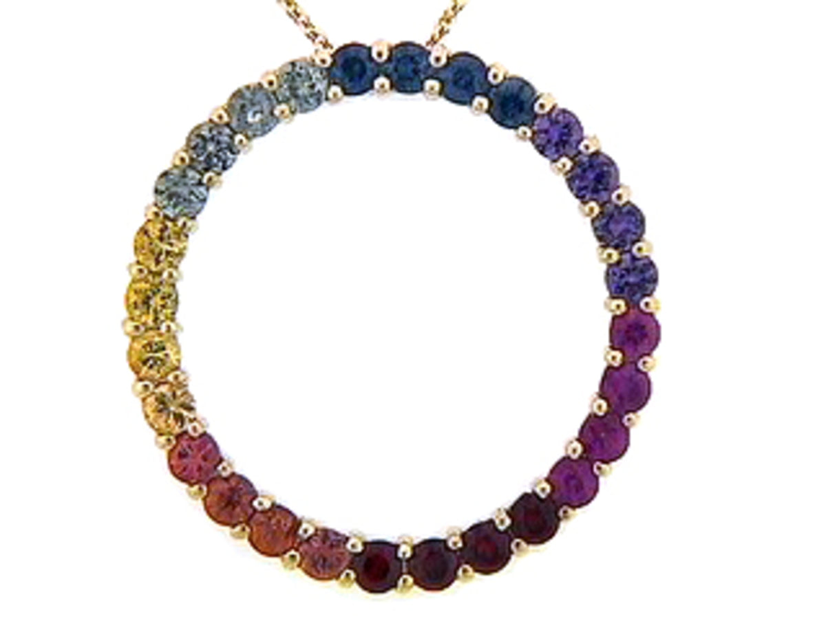 RAINBOW SAPPHIRE PENDANT, 18KY (H/U)