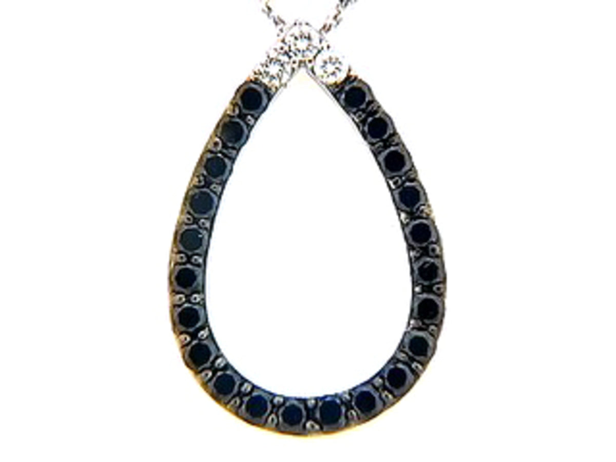 BLACK & WHITE DIAMOND PENDANT, 14KW (R/N)