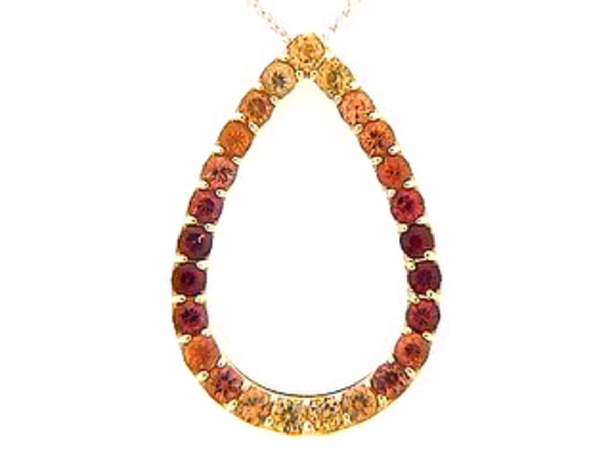 ORANGE SAPPHIRE PENDANT, 14KY (H/U)