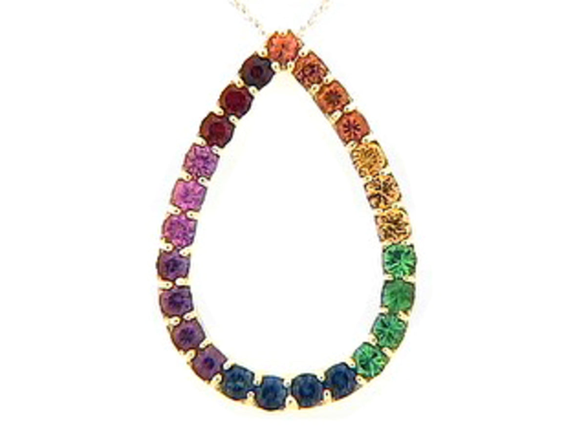 RAINBOW SAPPHIRE & TSAVORITE PENDANT, 14KY (H/U)