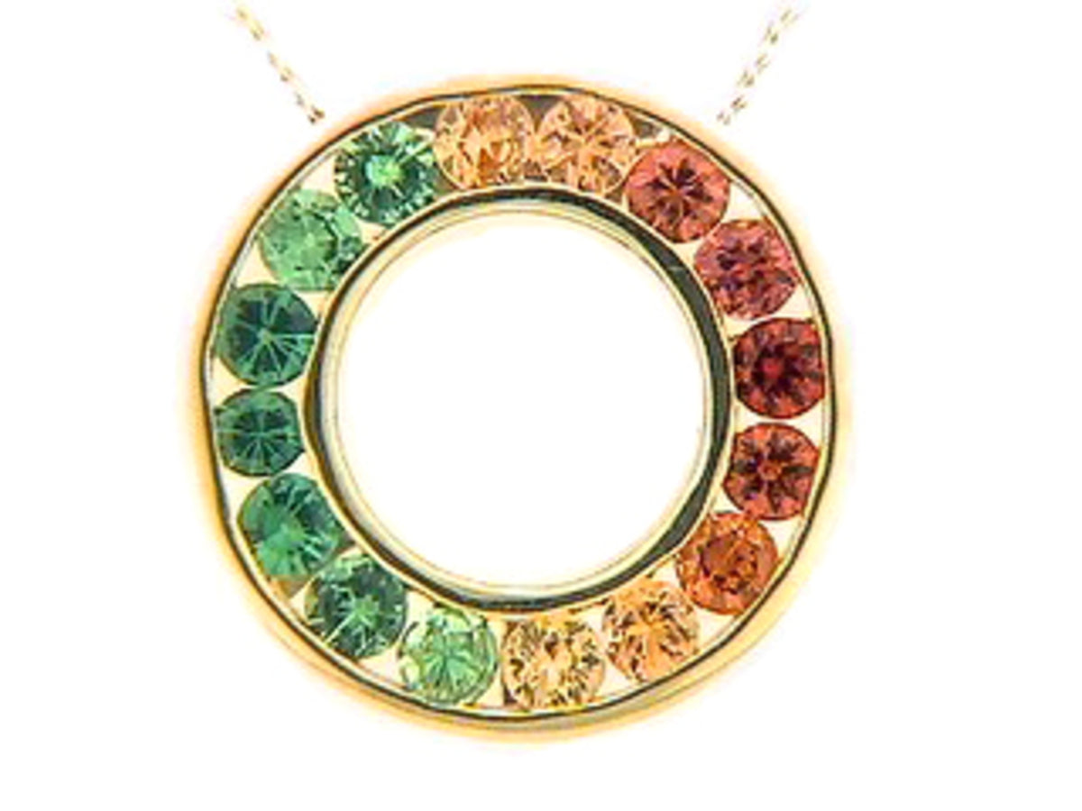 ORANGE SAPPHIRE & TSAVORITE PENDANT