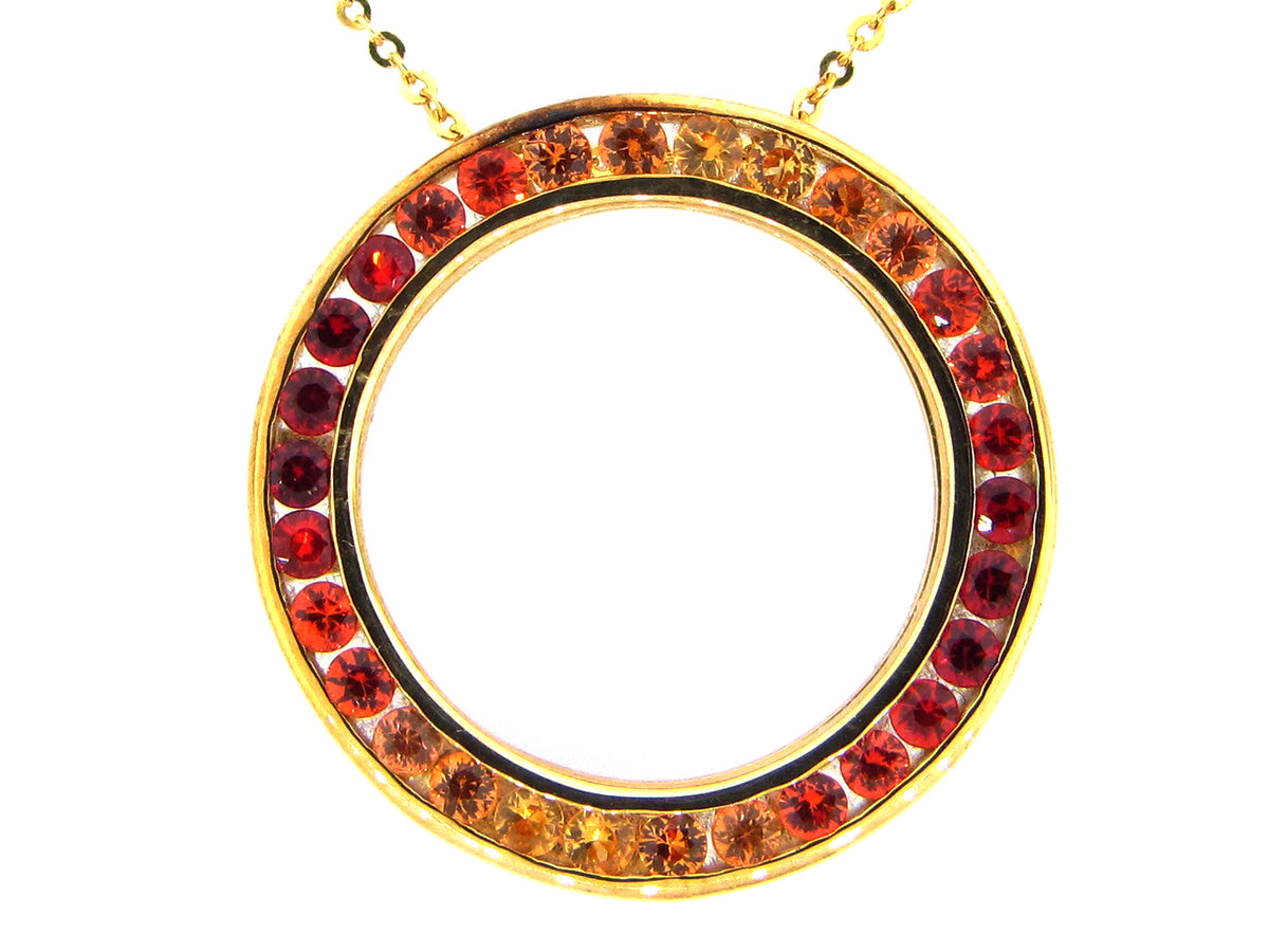 ORANGE SAPPHIRE PENDANT, 14KY (H/U)