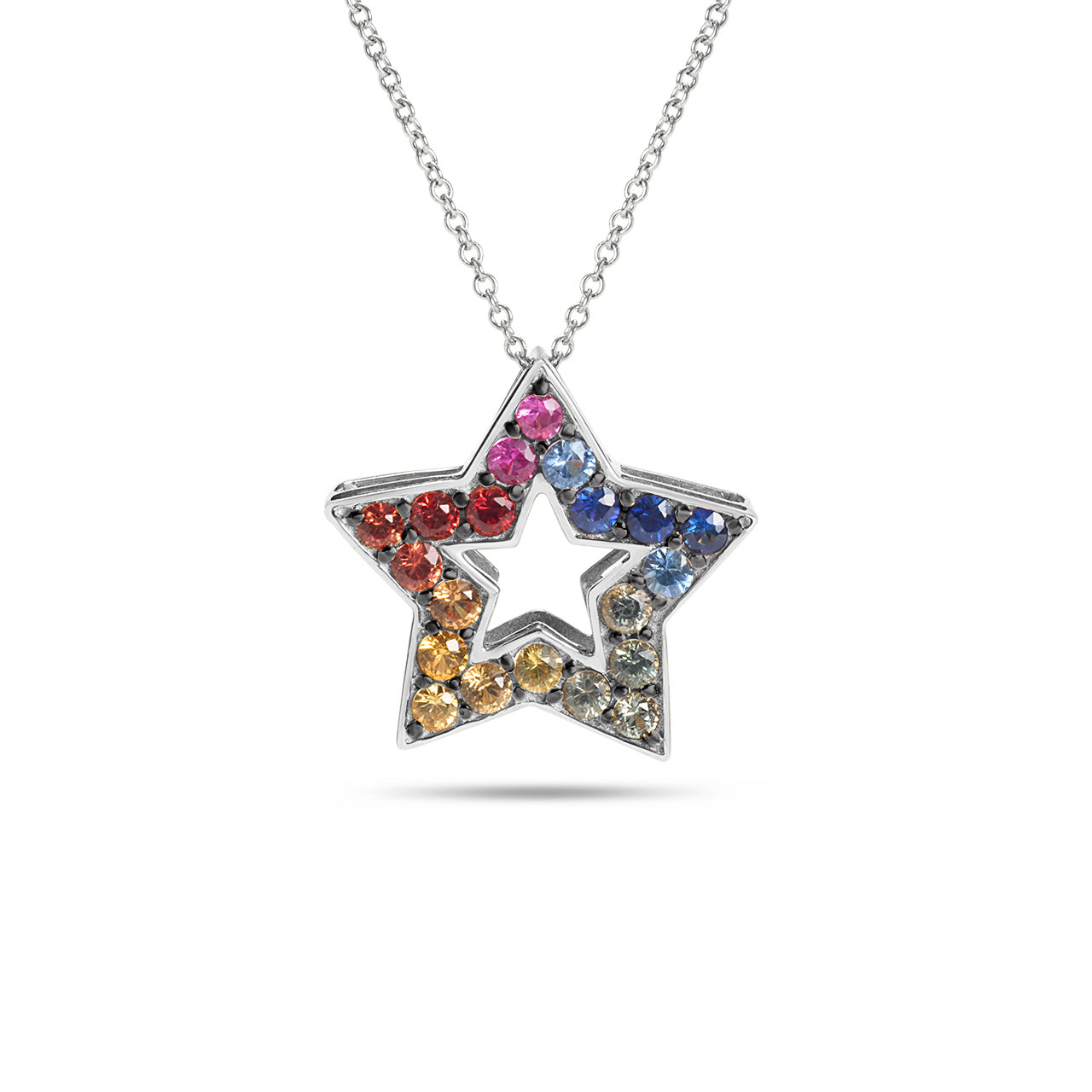 Rainbow Sapphire Star Necklace