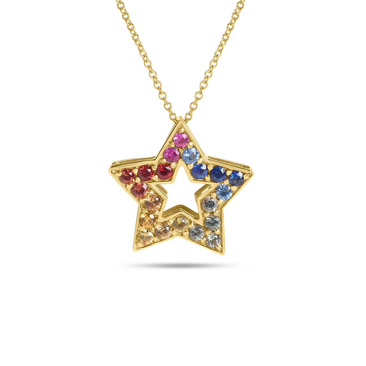 Rainbow Sapphire Star Necklace