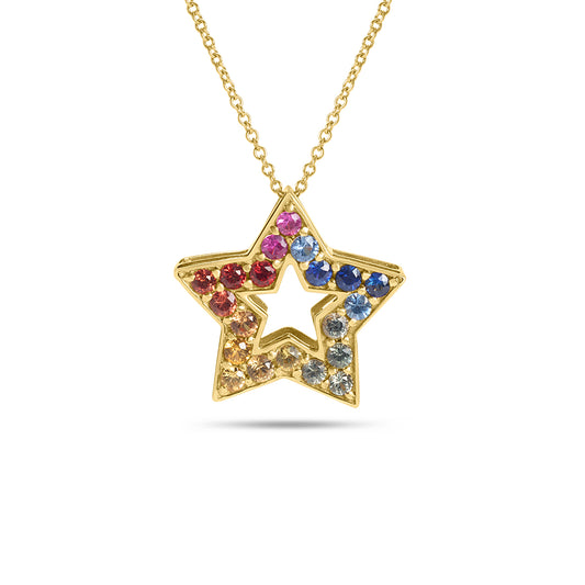 Rainbow Sapphire Star Necklace