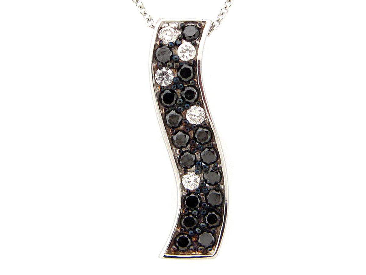 BLACK & WHITE DIAMOND PENDANT, 18KW (R/N)